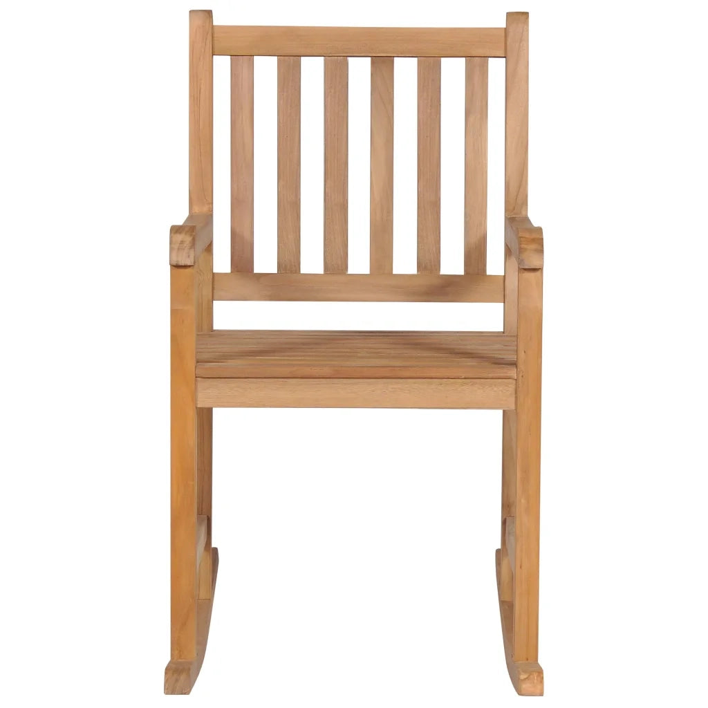 Sedia a Dondolo con Cuscino Rosso a Quadri in Massello di Teak 3062770