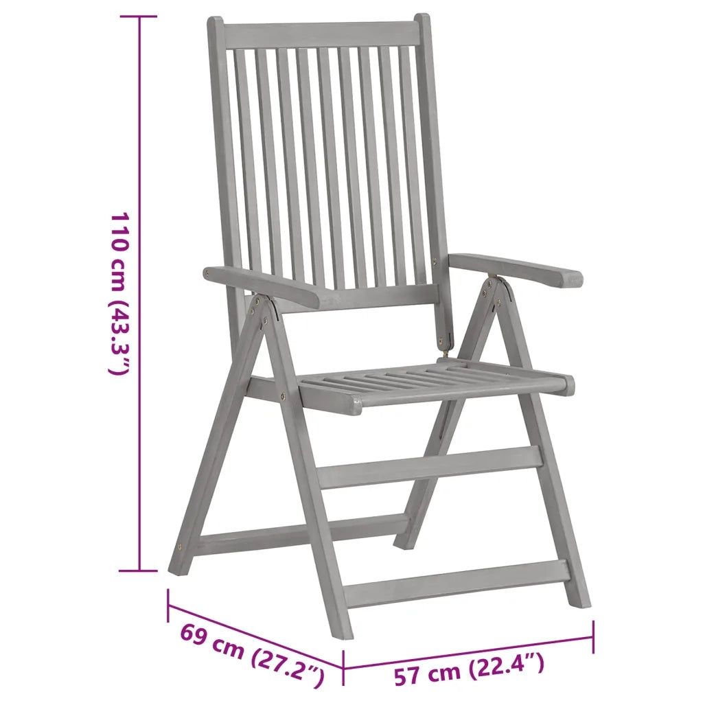Sedie da Giardino Reclinabili 6 pz con Cuscini Massello Acacia 3065328