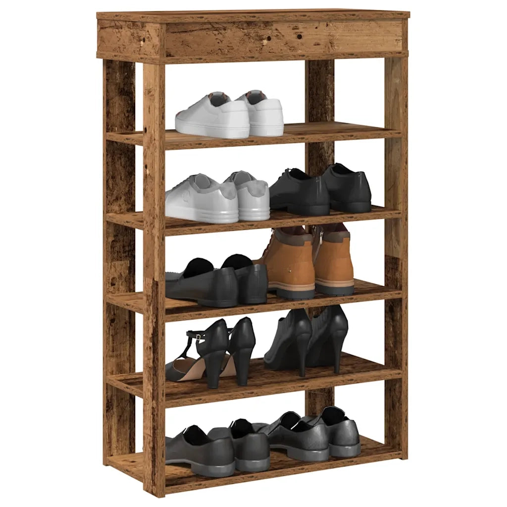 Scarpiera-Scaffale per scarpe Legno Antico 60x30x98 cm in Legno Multistrato