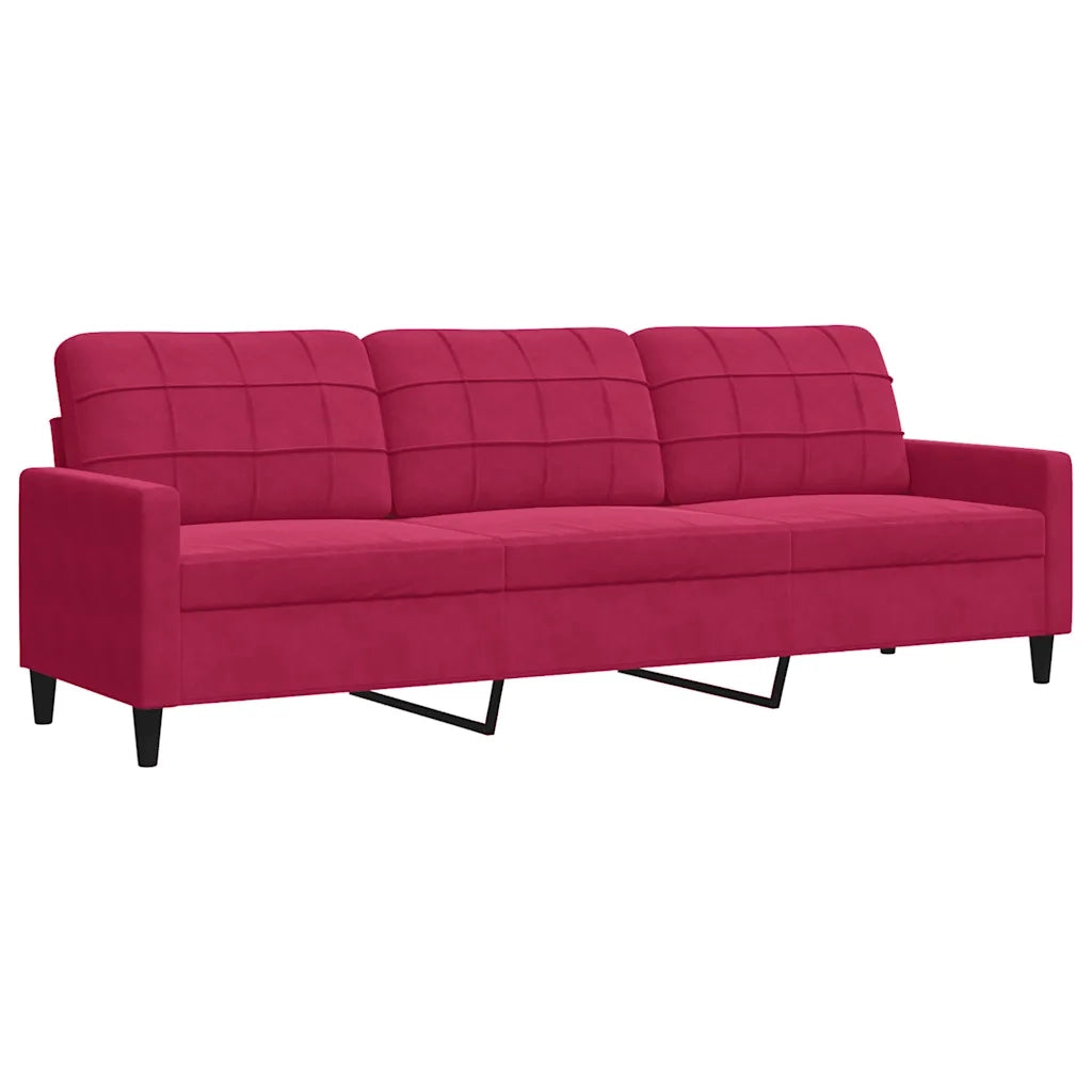 Divano a 3 Posti Rosso Vino 210 cm in Velluto 4007648