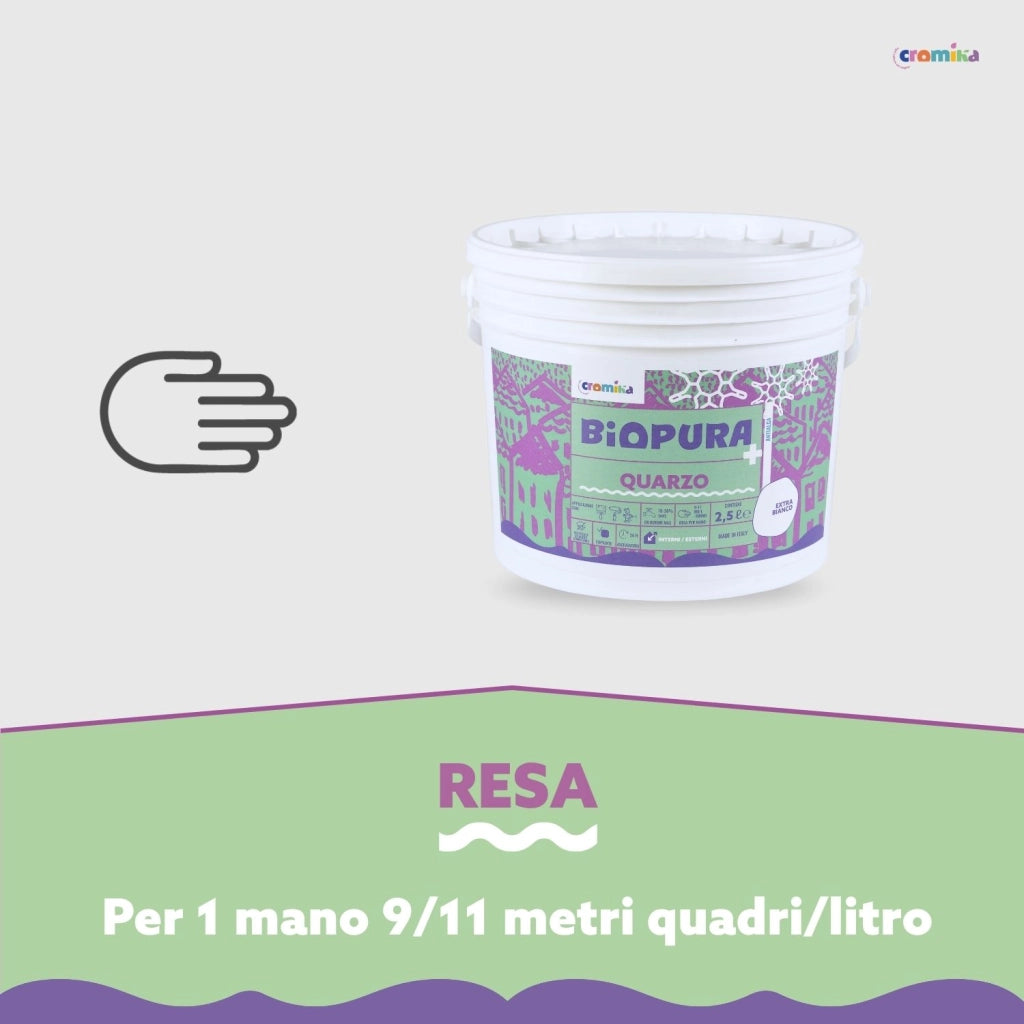 Pittura quarzo antialga interni esterni finitura opaca linea biopura cromika *** formato 2.5 lt, confezione 1