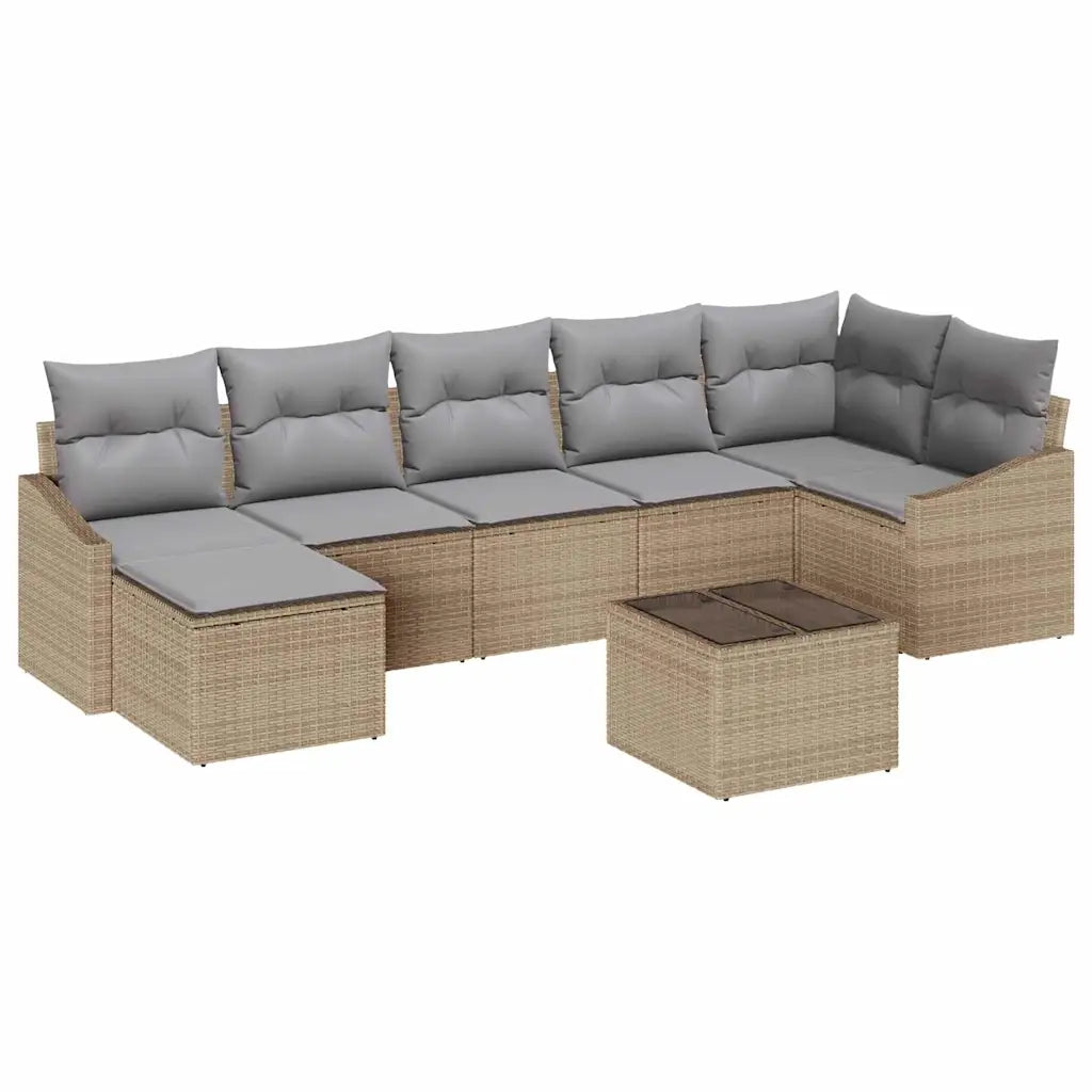 Set Divano da Giardino 8 pcs Beige e Grigio Chiaro polyrattan 3355489