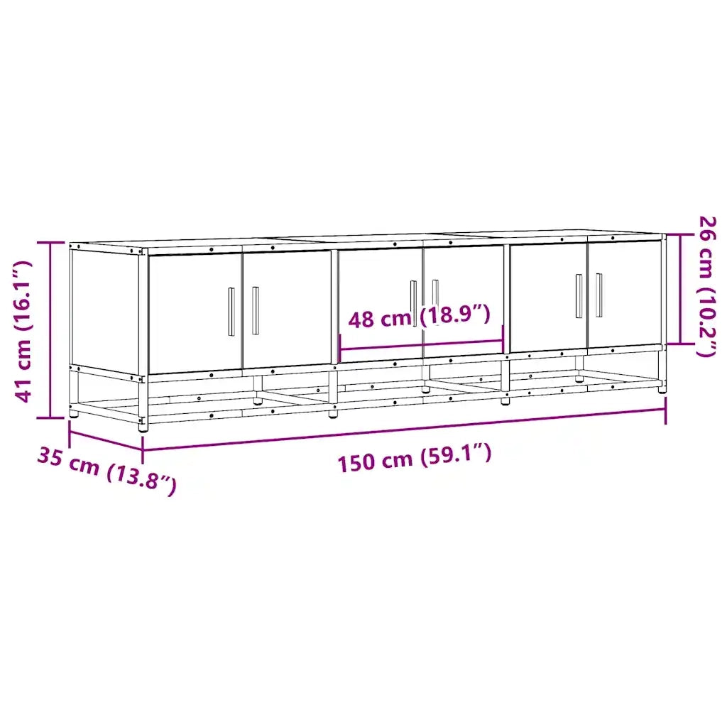 Mobile TV | Armadietto TV | Mobile Porta TV Rovere Sonoma 150x35x41 cm in Truciolato e Metallo