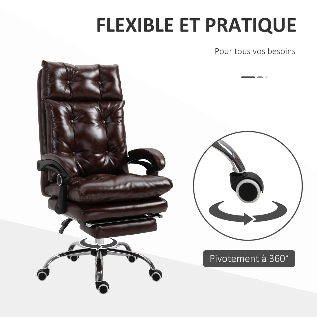 Sedia da ufficio ergonomica ¨C zephmum ¨C regolabile in altezza schienale inclinabile poggiapiedi retrattile marrone