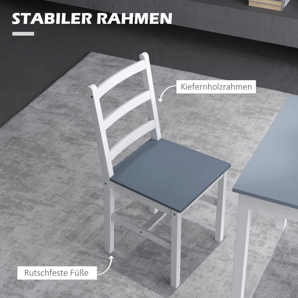 Tavolo da pranzo allungabile con sedie ¨C zephmum ¨C bianco grigio legno
