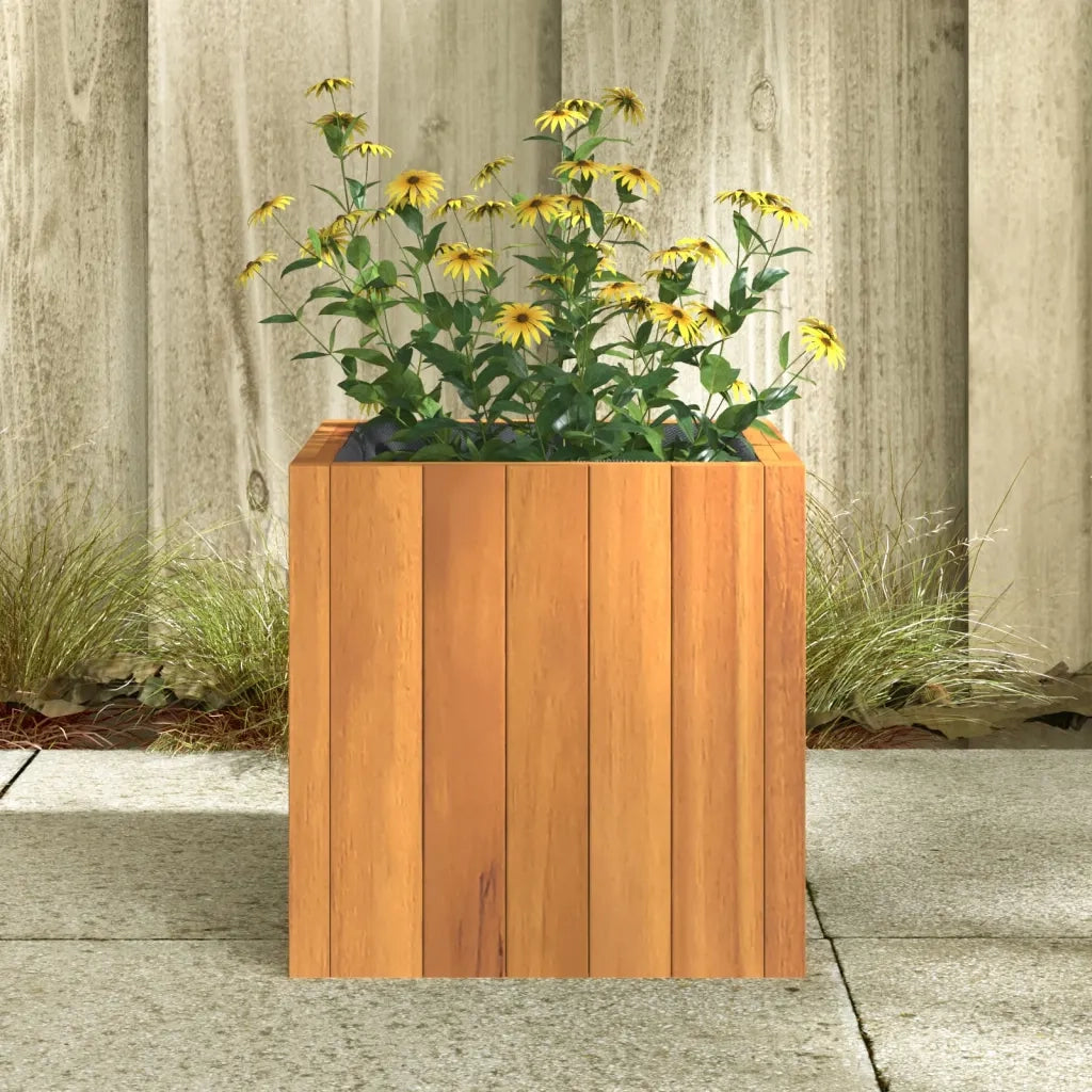 Fioriera | Cassetta per fiori | Vaso da Giardino 25x25x25 cm in Legno Massello di Acacia