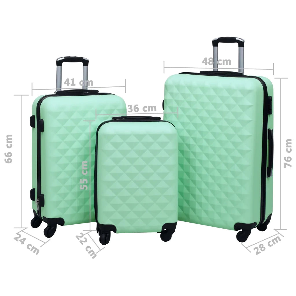 Set Valigie Trolley a Custodia Rigida 3 pz Menta in ABS 92415