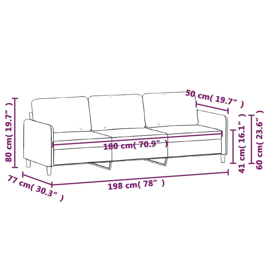 Divano a 3 Posti-Sofa 3 Posti Rosso Vino 180 cm in Tessuto 656373