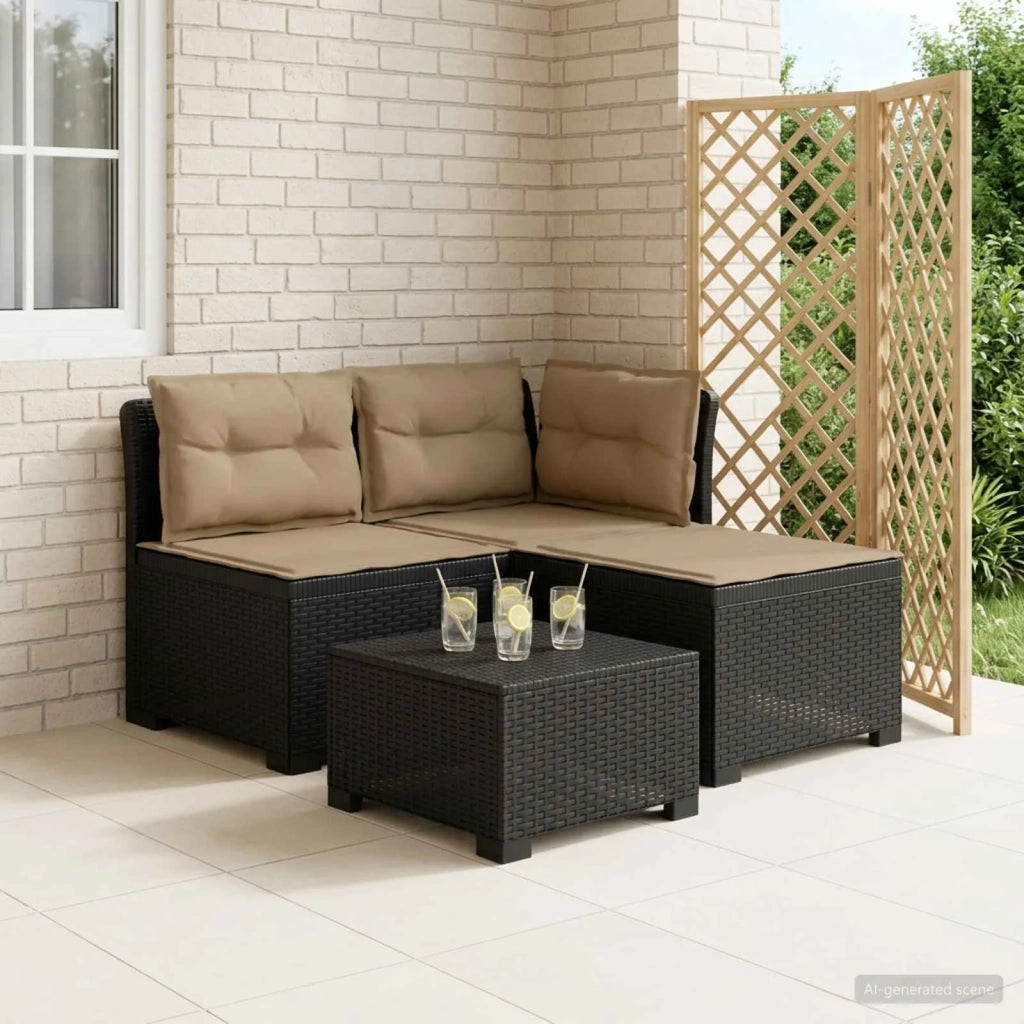 Divano da esterno-Divano da Giardino 3 posti con cuscini in look rattan PP 769717