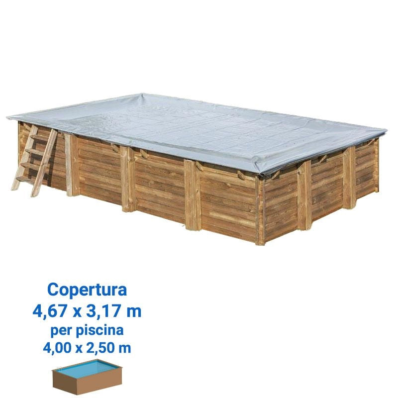 Copertura Invernale 10,58 X 4,67 M Per Piscina Rettangolare In Legno Gre Di 10,18 X 4,27 M Dimensione piscina: 4.00 X 2.50 m