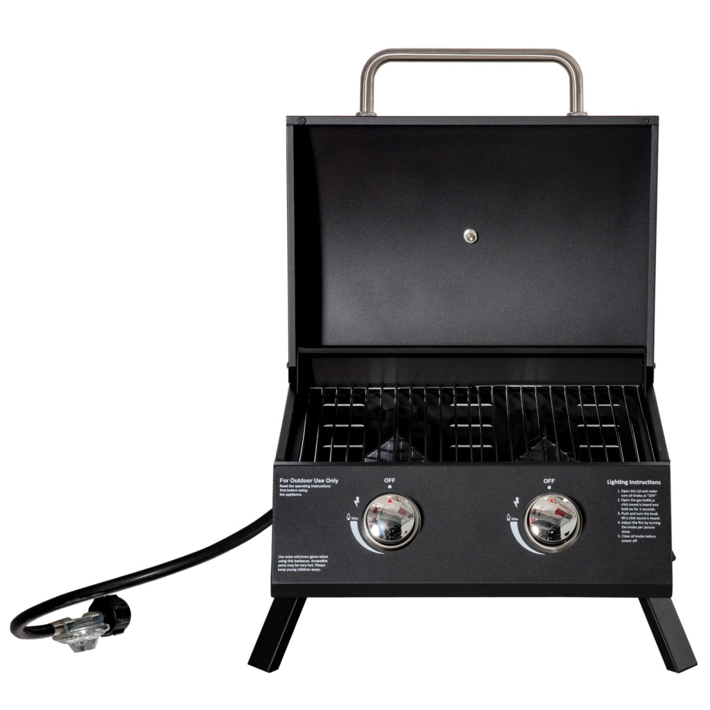 Barbecue da Tavolo a Gas Pieghevole ¨C zephmum ¨C Nero 2 Bruciatori 5KW