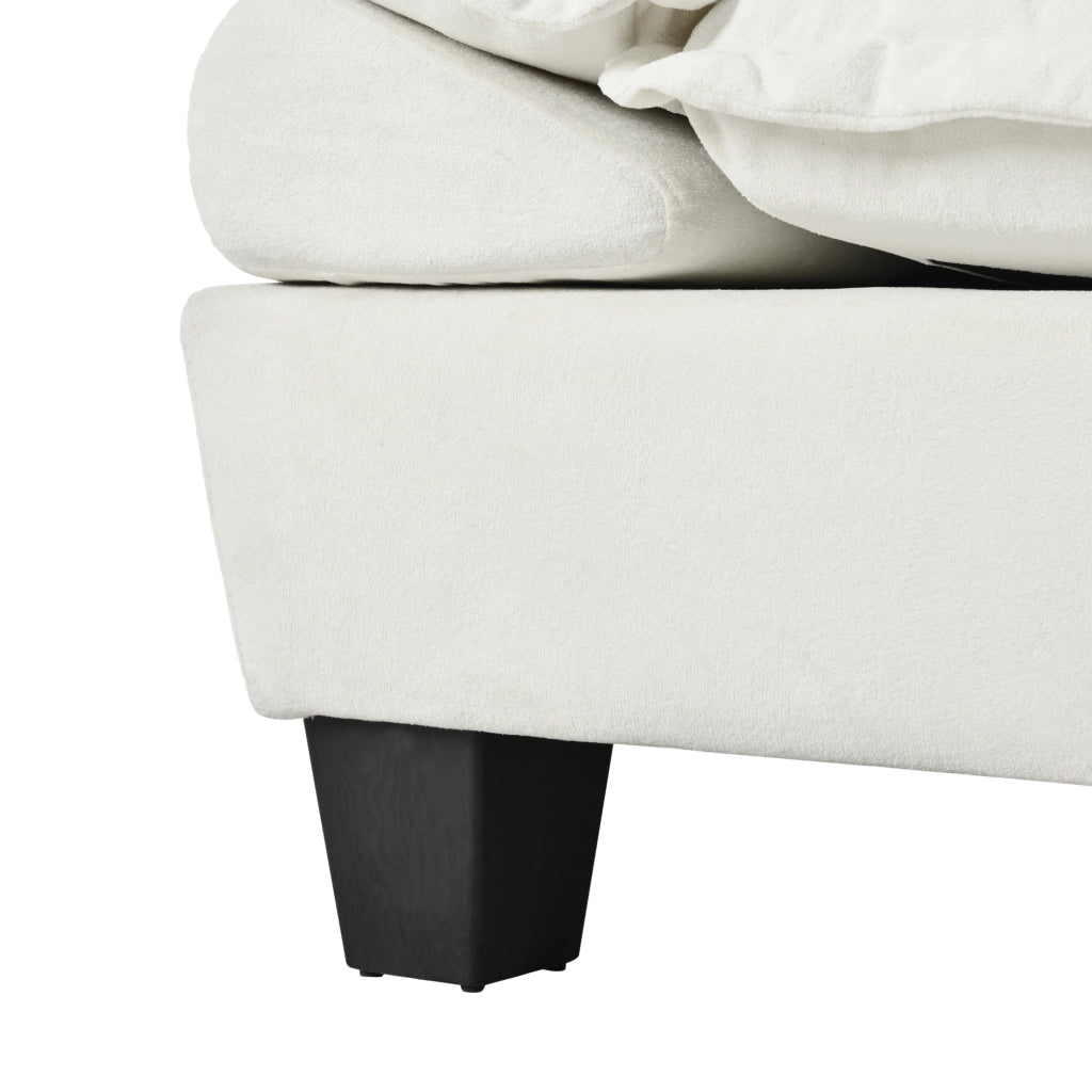 Divano Angolare Modulare con Ottomane e Contenitore ¨C MINIMAL ¨C Chenille, Beige