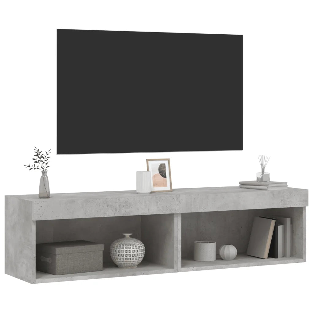 Mobili TV con Luci LED 2pz-Set di 2 Credenza per TV Grigio Cemento 60x30x30 cm