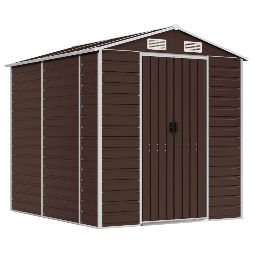 Casetta da giardino marrone 191x215x198 cm in acciaio zincato 3188265