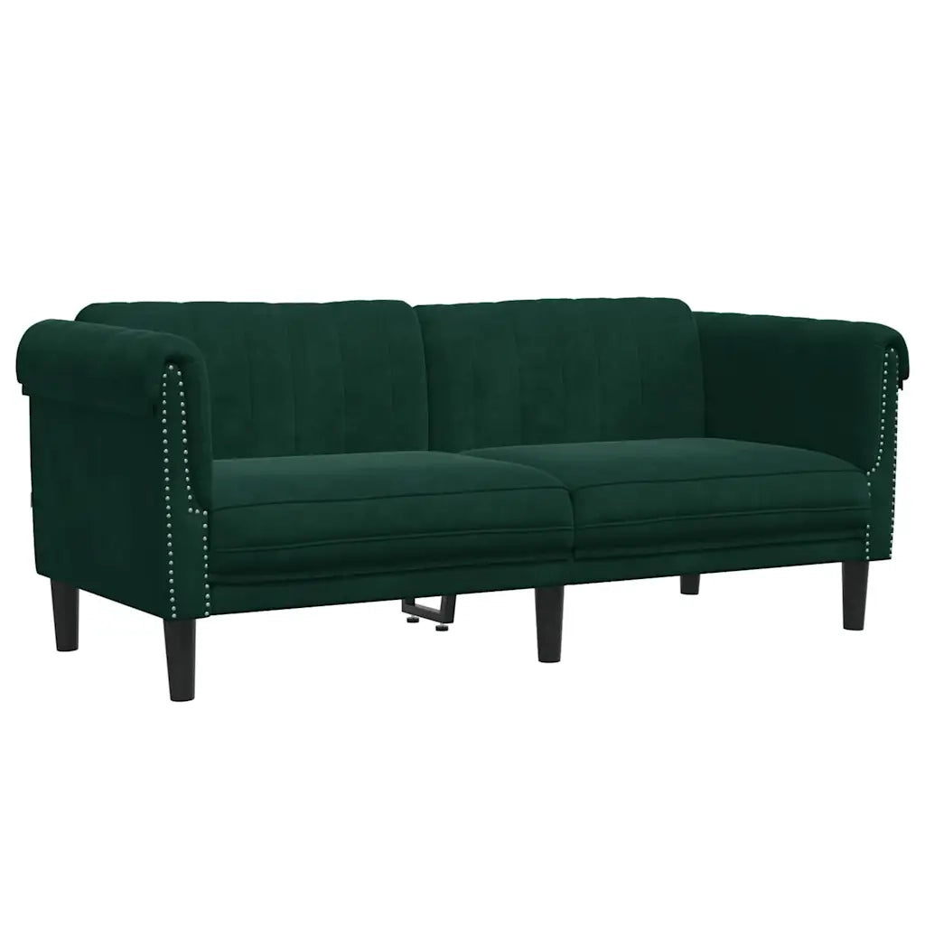 Divano a 2 Posti-Sofa 2 Posti Verde Scuro in Velluto