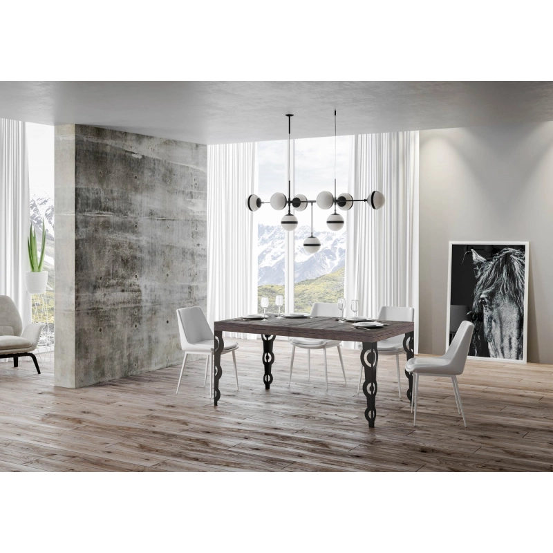 Tavolo allungabile 90x160/264 cm Karamay Premium telaio Antracite - Noce
