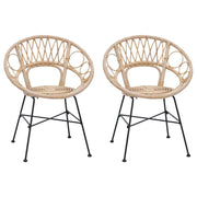 Sedia da pranzo 2 pz | Sedie da cucina Rattan e Ferro Naturale 54 x 65 x 82 cm