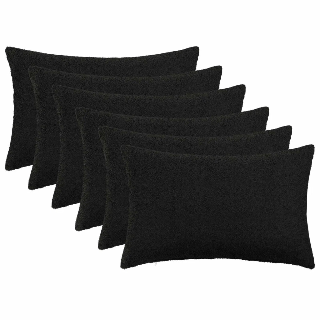 Federa 6 pcs HEERLEN Nero 50 x 70 cm Bouclé 911346