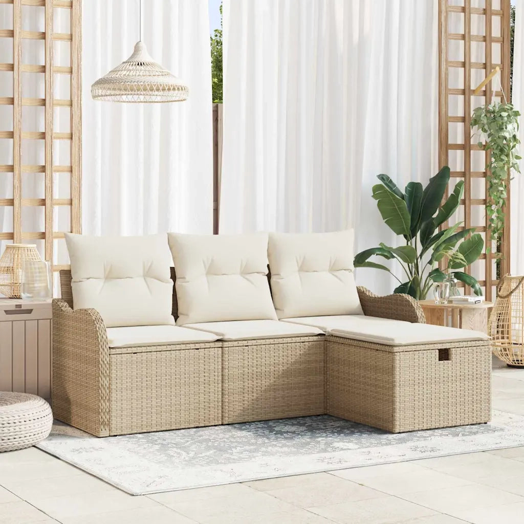 Set Divano da Giardino con cuscino 4 pcs Poly Rattan 3360282