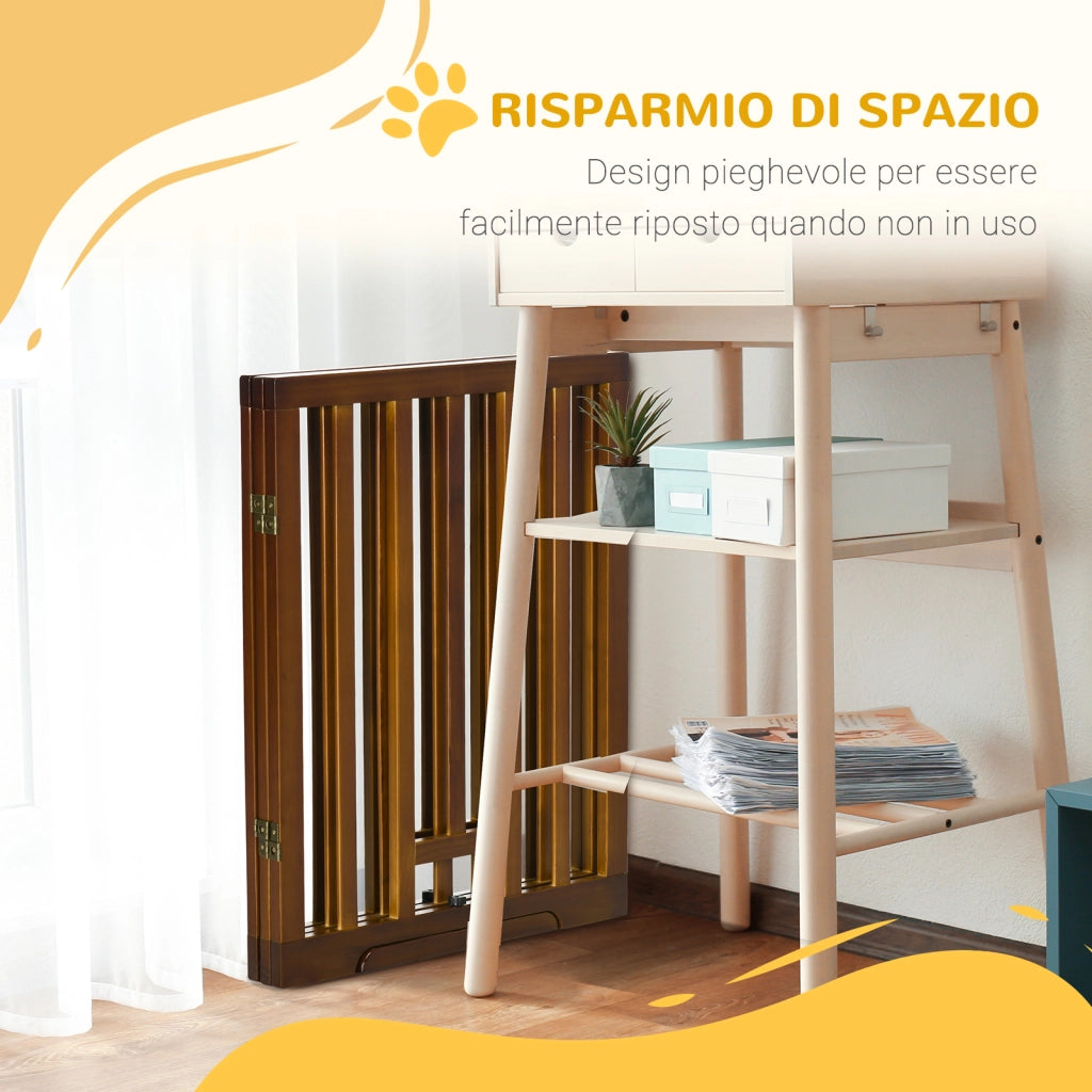 Cancello per Cani Pieghevole 3 Pannelli ¨C Zephmum ¨C Legno Pino Marrone Scuro 181x35x76 cm