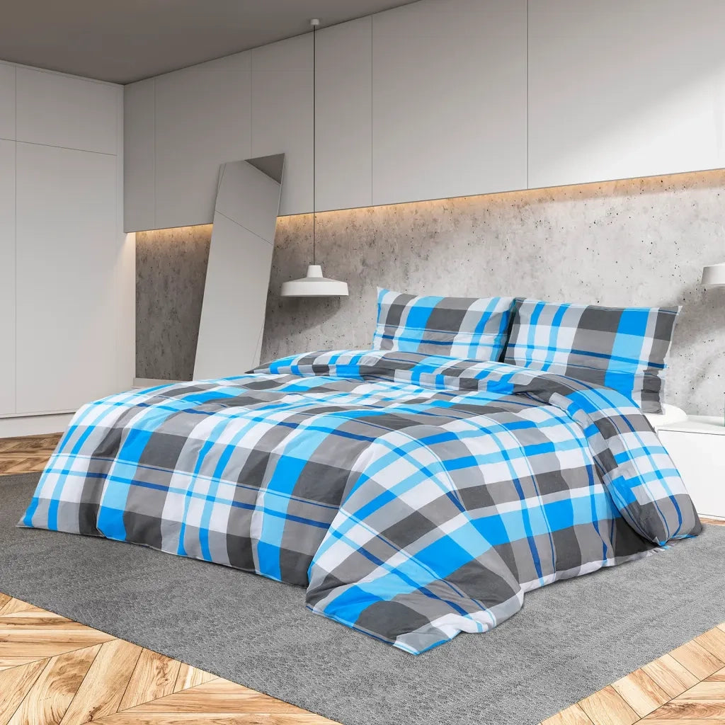 Set Copripiumino Blu e Grigio 200x220 cm in Cotone CFW7808424