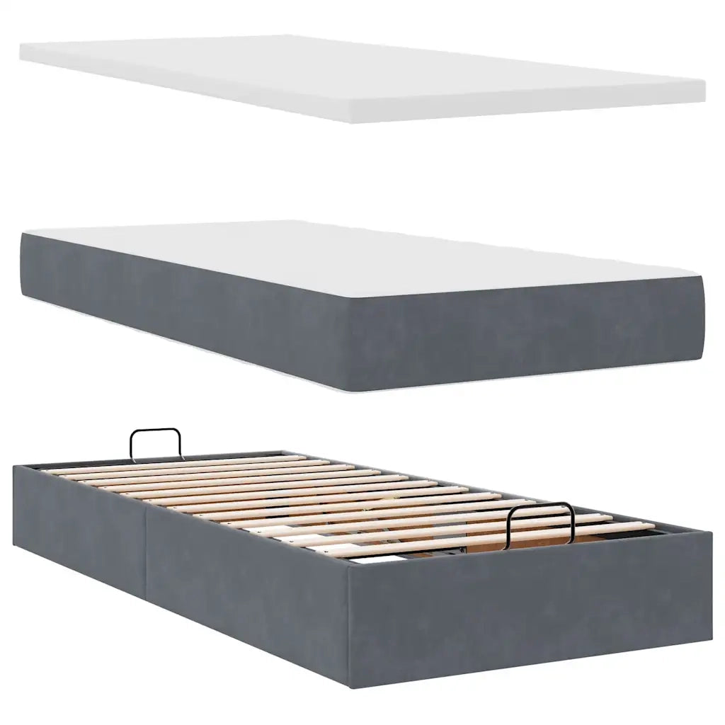 Struttura Letto Pouf con Materasso 100x200 cm Velluto 3311898