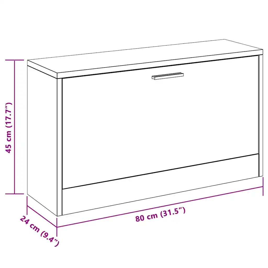 Panchina con Scarpiera-Mobile per scarpe Colore Rovere 80x24x45 cm