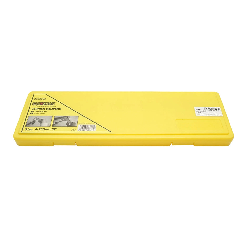 Calibro meccanico professionale Crownman da 200 mm, scala graduata in mm/cm/pollici