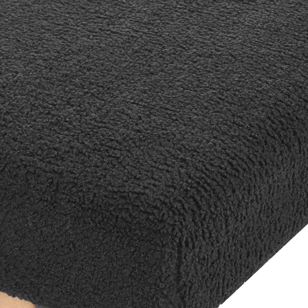 Panca Boucle nero e marrone chiaro con gambe in legno imbottite Panca per corridoio e panca da letto
