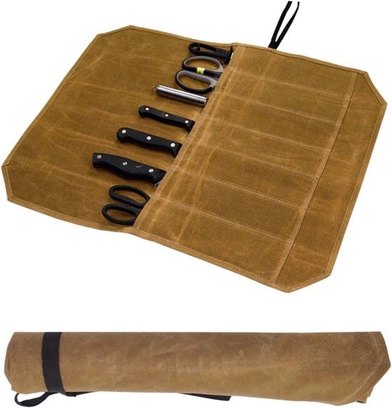 Roltas da Cucina con 7 Compartimenti - Tasca da Cucina Portatile con Canapa Impermeabile - Roltas Multifunzione per Gli Strumenti da Cucina - Roltas da Cucina Portatile per la Conservazione delle Spade da Cucina - Modello Kaki