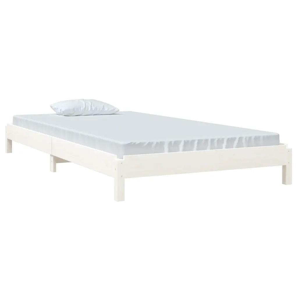 Letto Impilabile Bianco 100x200cm in Legno Massello di Pino 820388