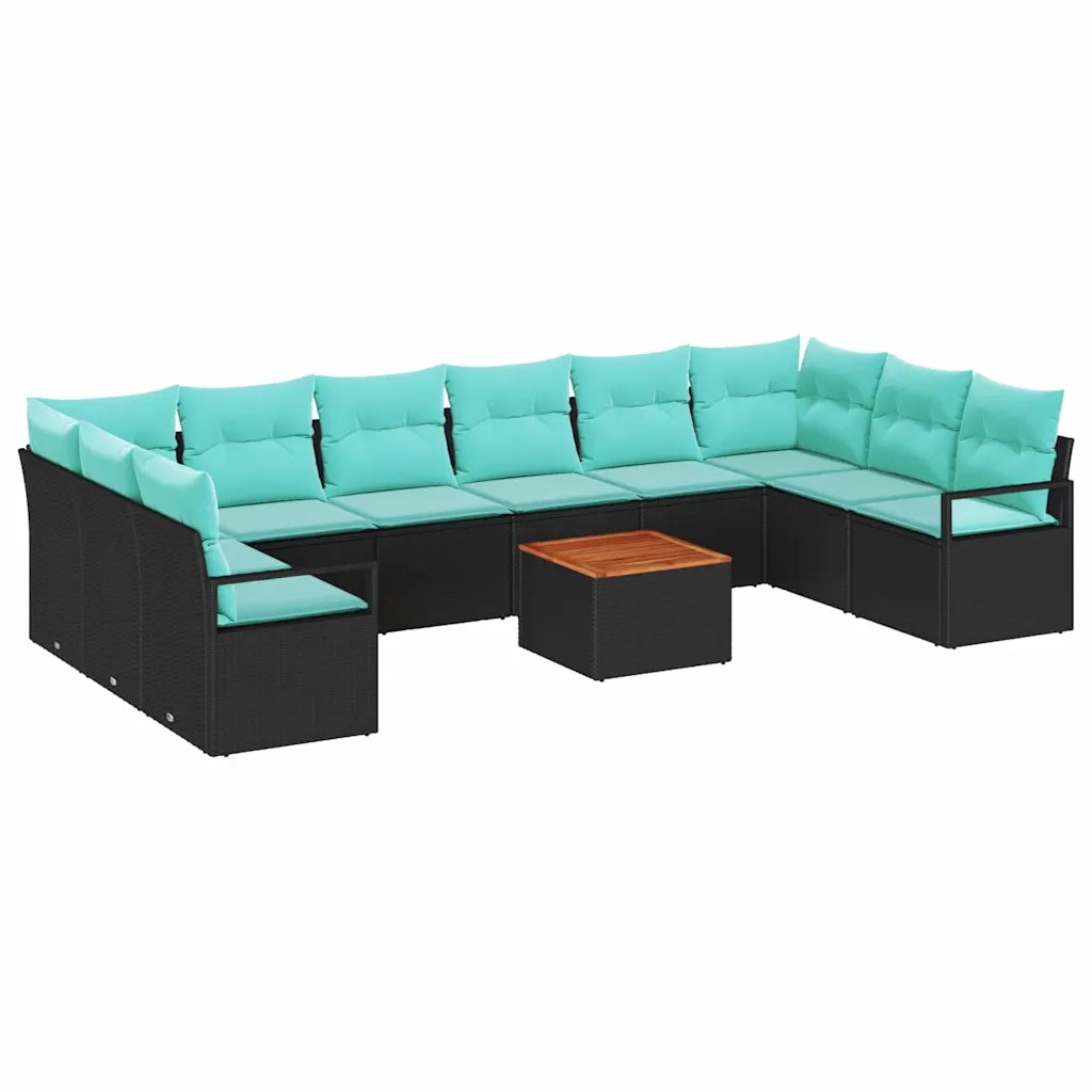 Set Divano da Giardino con cuscino 11 pcs Nero polyrattan 3347760