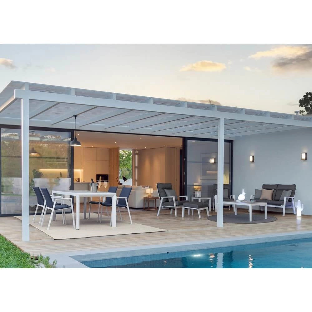 Set di 4 Sedia da Esterno con Braccioli in Alluminio e Tessuto - CLASSICAL