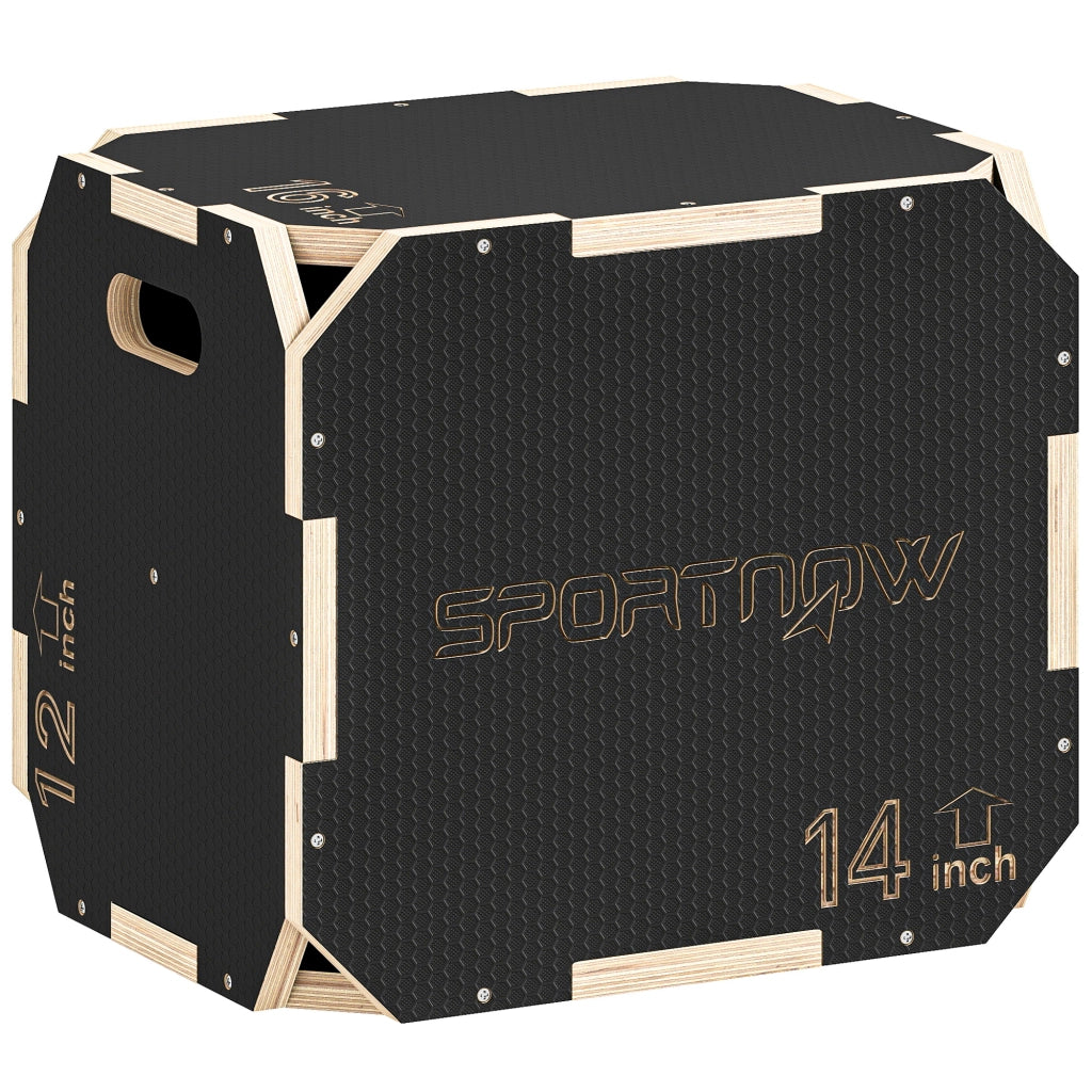 Plyo Box Legno 3 in 1 ¨C Xylo ¨C 41x36x31 cm Nero Maniglie
