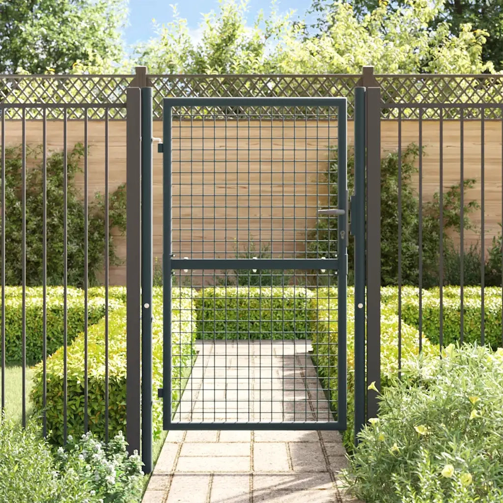 Cancello da Giardino in Rete di Acciaio Zincato 100x150 cm Grigio 145773