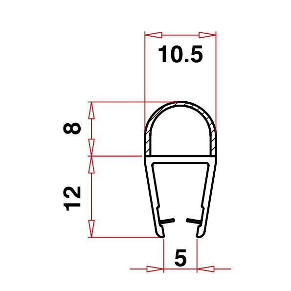 Profilo P6 Guarnizione per box doccia vetro 6/8