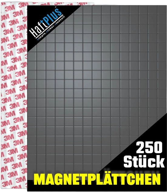 Tabelle magnetiche autoadesive con forza di aderenza 3M - 250 magneti adesivi per frigorifero, lavagna, ufficio, 10x10mm