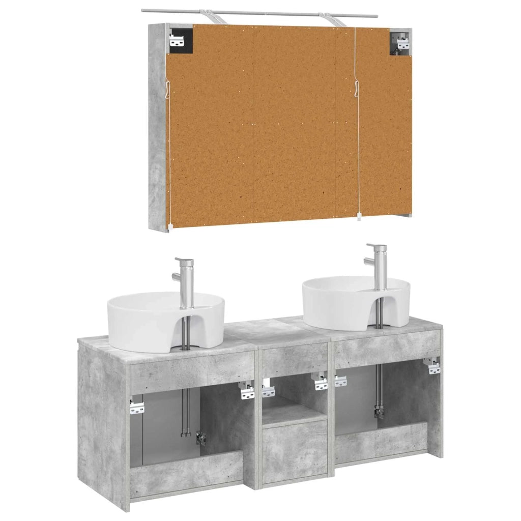 Set di Armadi da Bagno 4 pz Grigio Cemento Legno ingegnerizzato 3406458