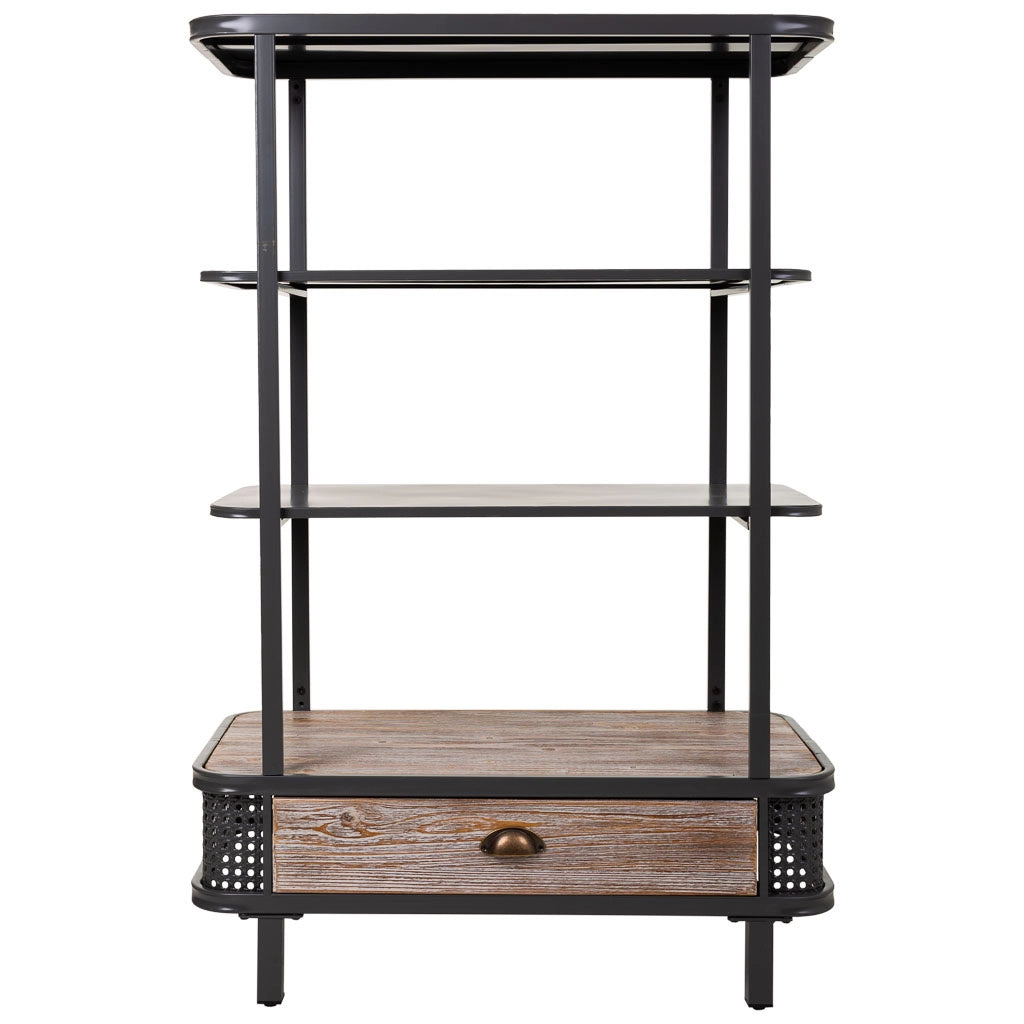 Scaffale in metallo grigio e legno 80x40x121h