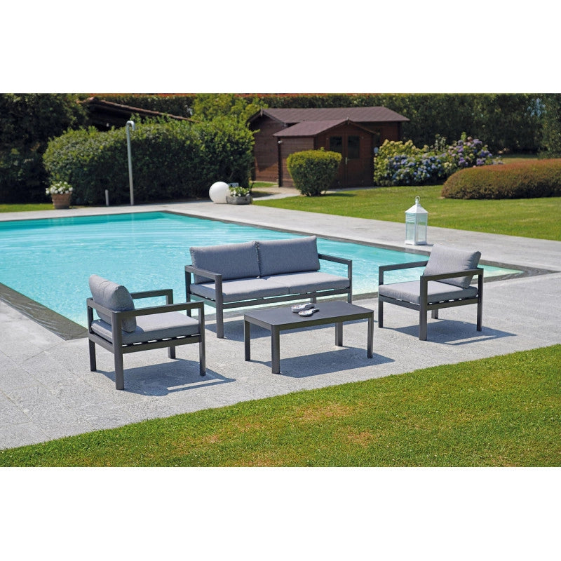 Set Di 2 Poltrone Coffee Set Marsiglia Alu Antracite Moia