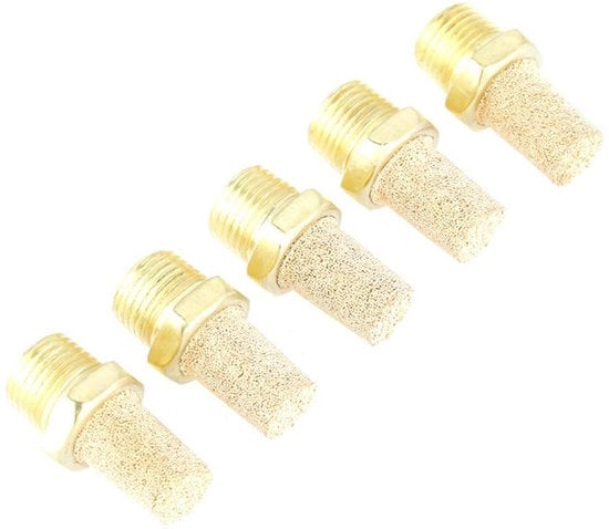 Demper di rumore per tubo in uscita 1/8 G1/8 - Riduzione del rumore - Filtro di scarico pneumatico - Materiale duraturo in rame/acciaio - Per valvole/cilindri - Effettivo per l'aspirazione di scarico - Filtro di riduzione del rumore