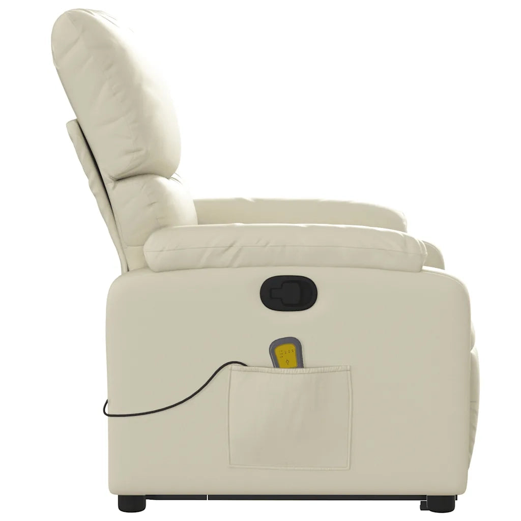 Poltrona Alzapersona Reclinabile Massaggio Crema Similpelle 3204894