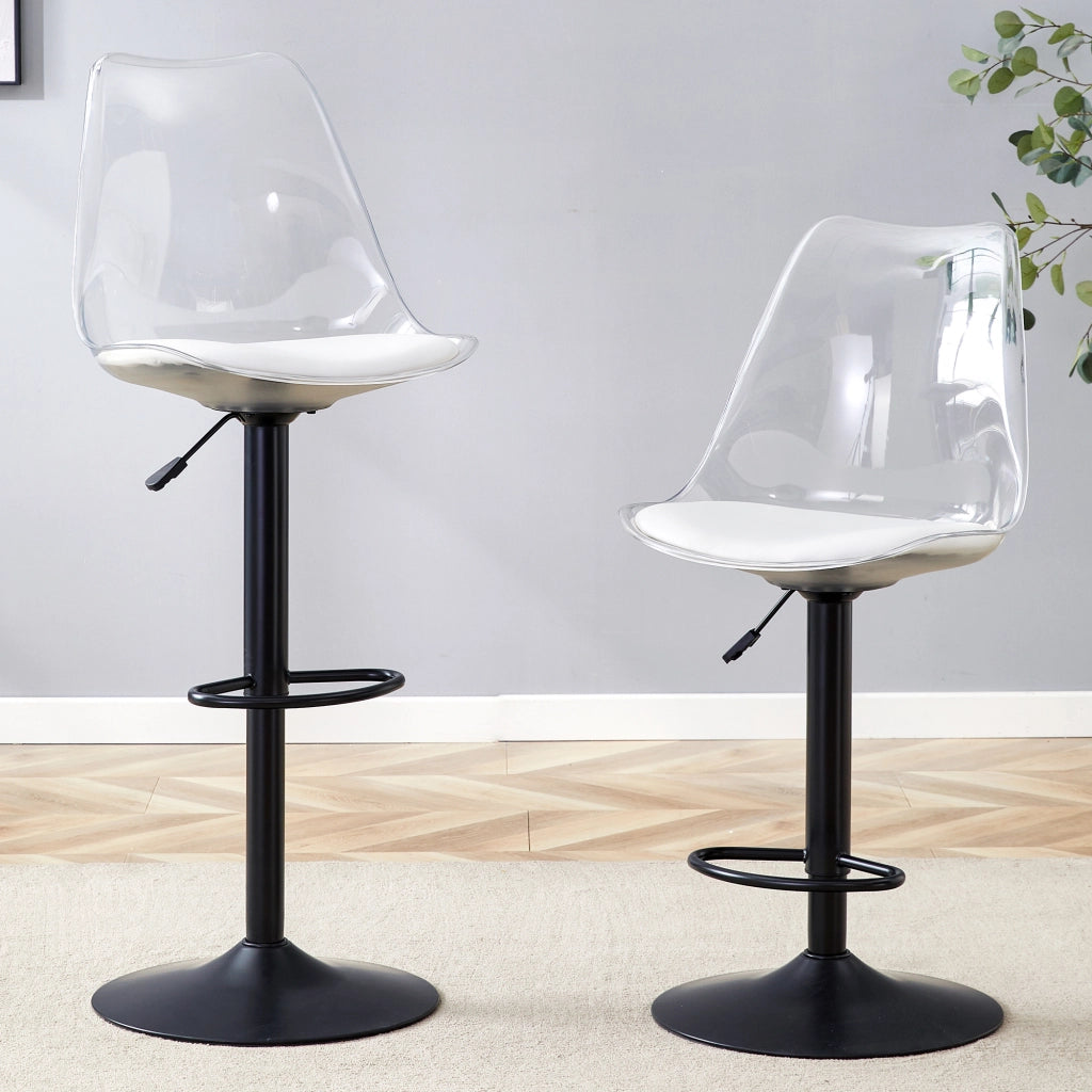 SGABELLO BAR trasparente regolabile 60-80 cm nero in metallo e plastica