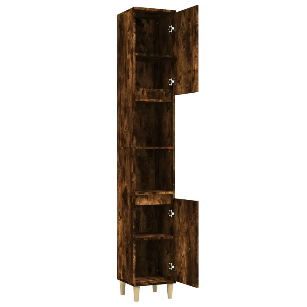 Armadietto Bagno Rovere Fumo 30x30x190 cm in Legno Multistrato 819793