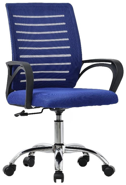 Sedia Poltrona da Ufficio Chester con Braccioli e Ruote Blu