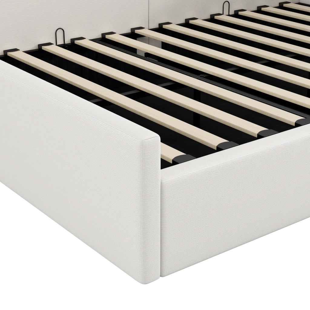 Letto da giorno imbottito 140x200 cm con contenitore; beige