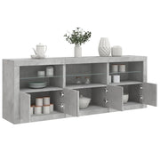 Credenza con Luci LED-Buffet-Armadio da cucina Grigio Cemento 181,5x37x67 cm 618067