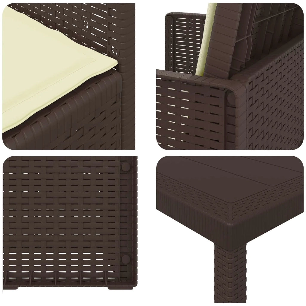 Set da Pranzo per Giardino con cuscino 3 pcs Marrone e Crema PP 3430043
