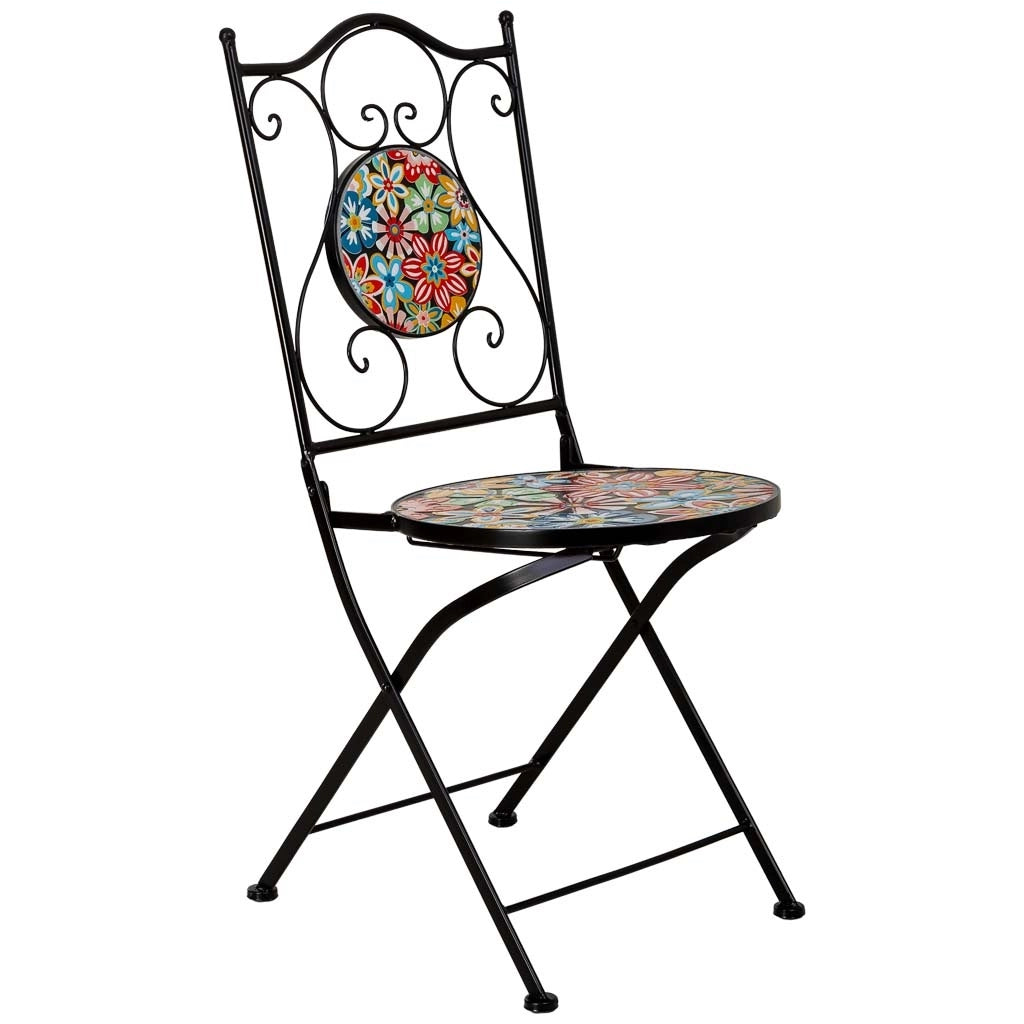 Set tavolo e 2 sedie in metallo, 60x60x75h cm, 38x46x90h cm