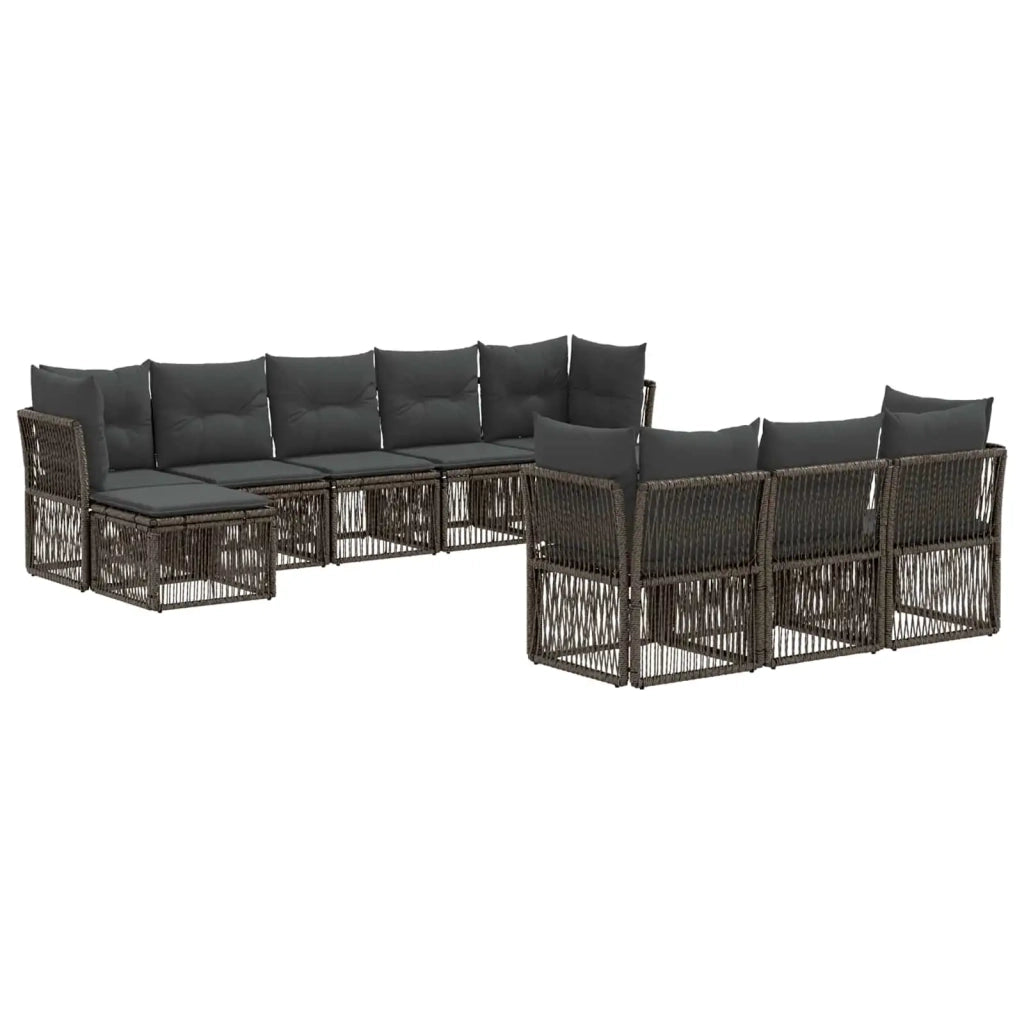 Set Divano da Giardino 10 pz Grigio polyrattan 3434369